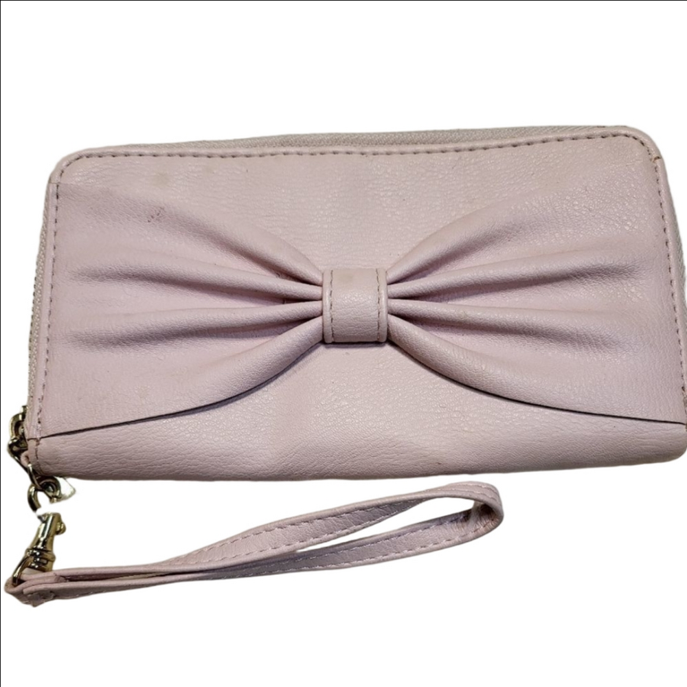 Pink Continental Wallet with Bow Wristlet